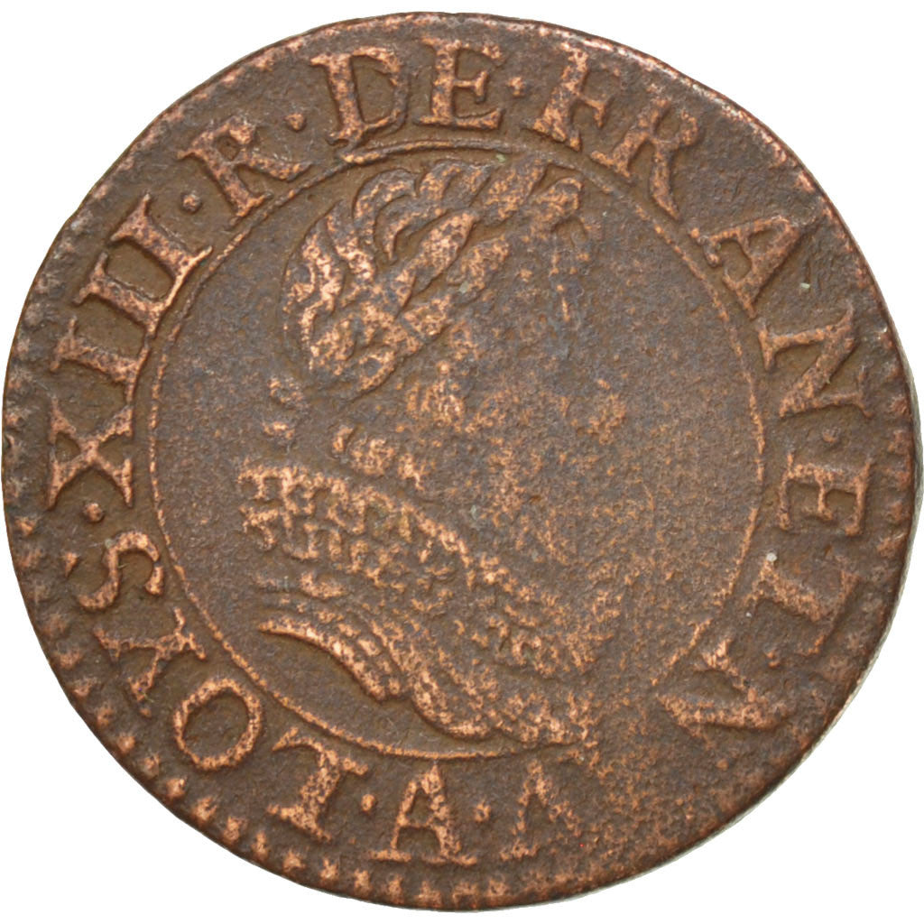 FRANCE, Double tournois, buste juvénile au col fraisé , Double Tournois, 1630, P