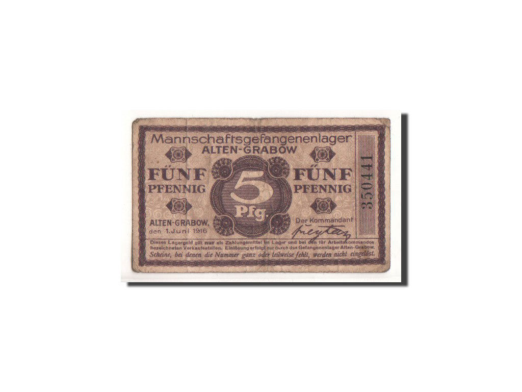 Germany, Alten Grabow, 5 Pfennig, graphique, 1916, 1916-06-01, VF(20-25)