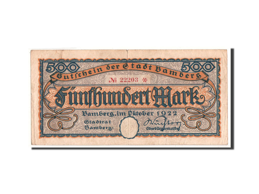 Alemania, Bamberg, 500 Mark, Maison, 1922, BC+