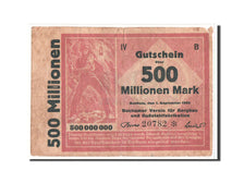 Billet, Allemagne, Bochum, 500 Millionen Mark, personnage, 1923, 1923-09-01, TB