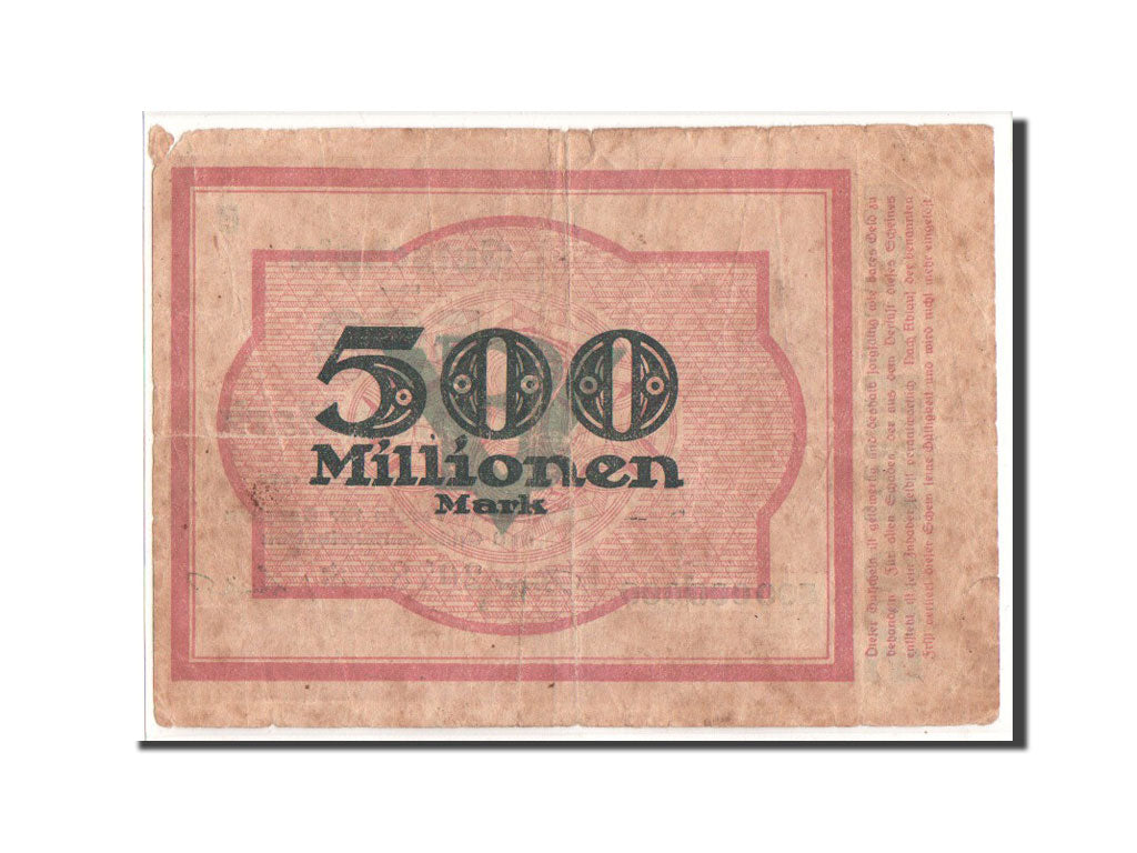 Billet, Allemagne, Bochum, 500 Millionen Mark, personnage, 1923, 1923-09-01, TB