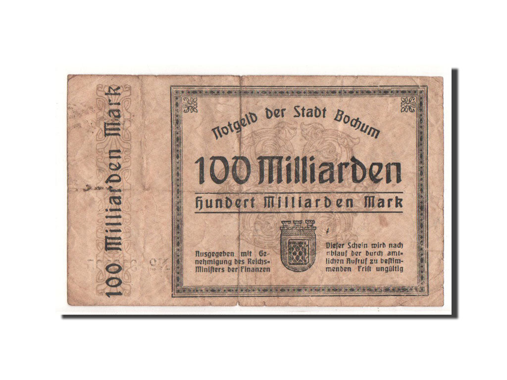 Alemania, Bochum, 100 Milliarden Mark, Ecusson, 1923, 1923-10-26, BC