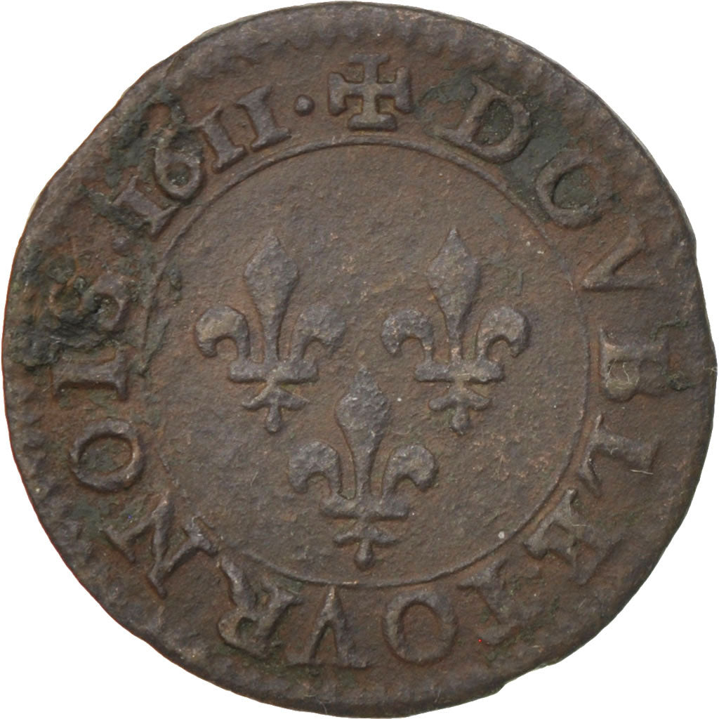 Francia, Louis XIII, Double tournois, buste enfantin, Double Tournois, 1611,...