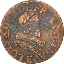 FRANCE, Double tournois, buste juvénile au col fraisé , Double Tournois, 1633, T