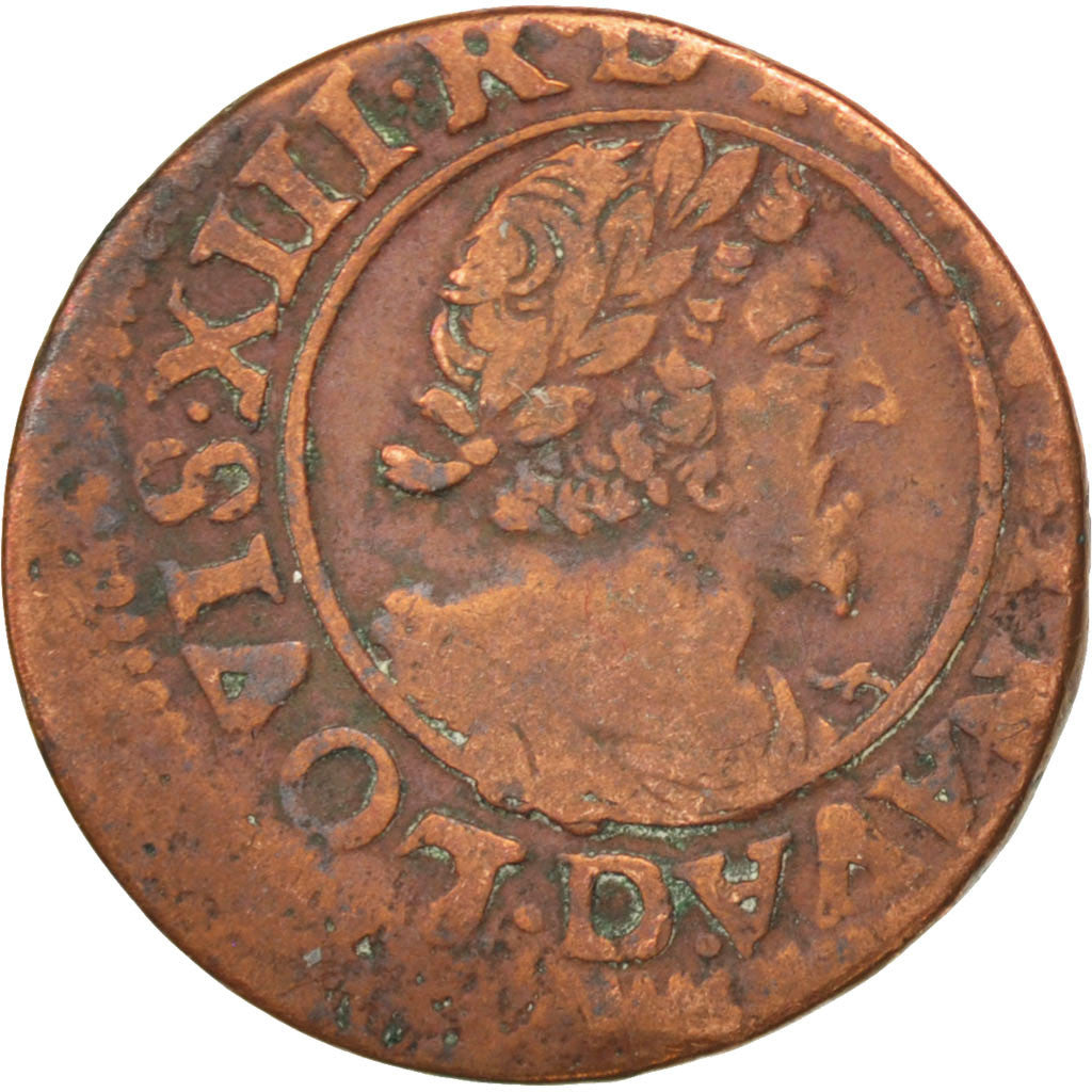 Francia, Louis XIII, Double tournois, buste laurée et drapé, Double Tournoi...