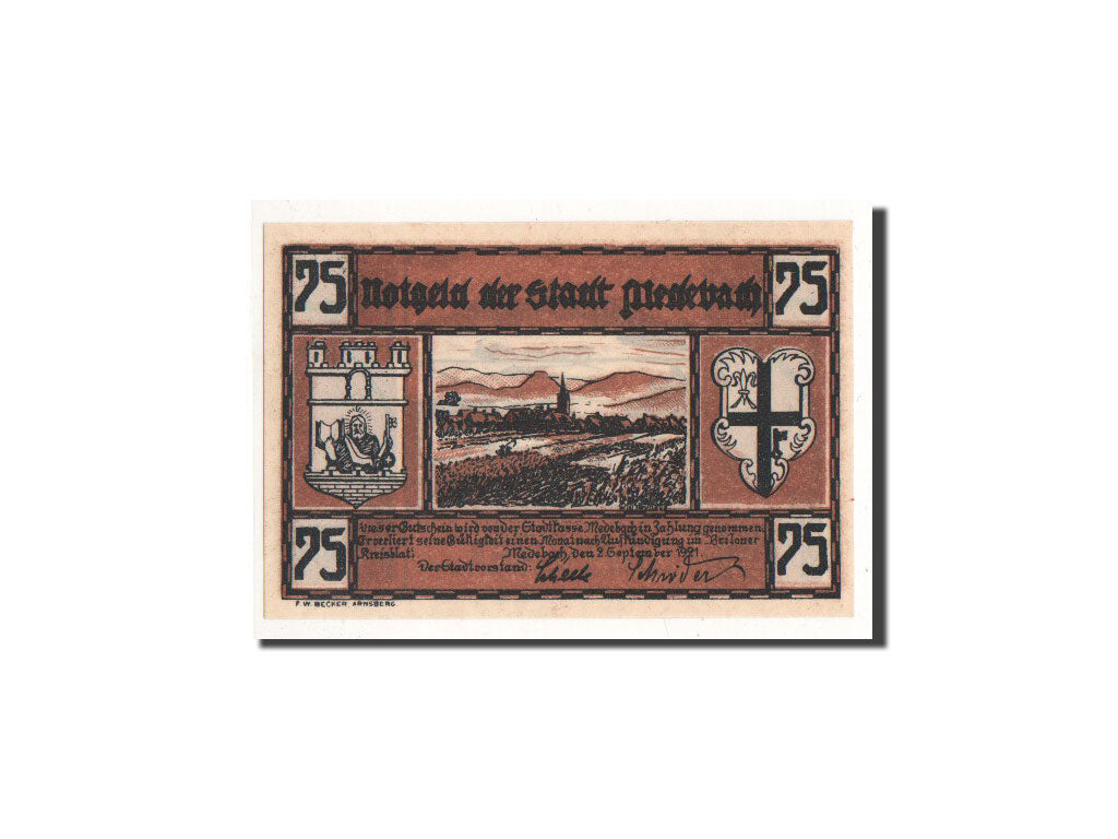 Germany, Medebach, 75 Pfennig, train, 1921, 1921-09-02, UNC(65-70), Mehl:875.1