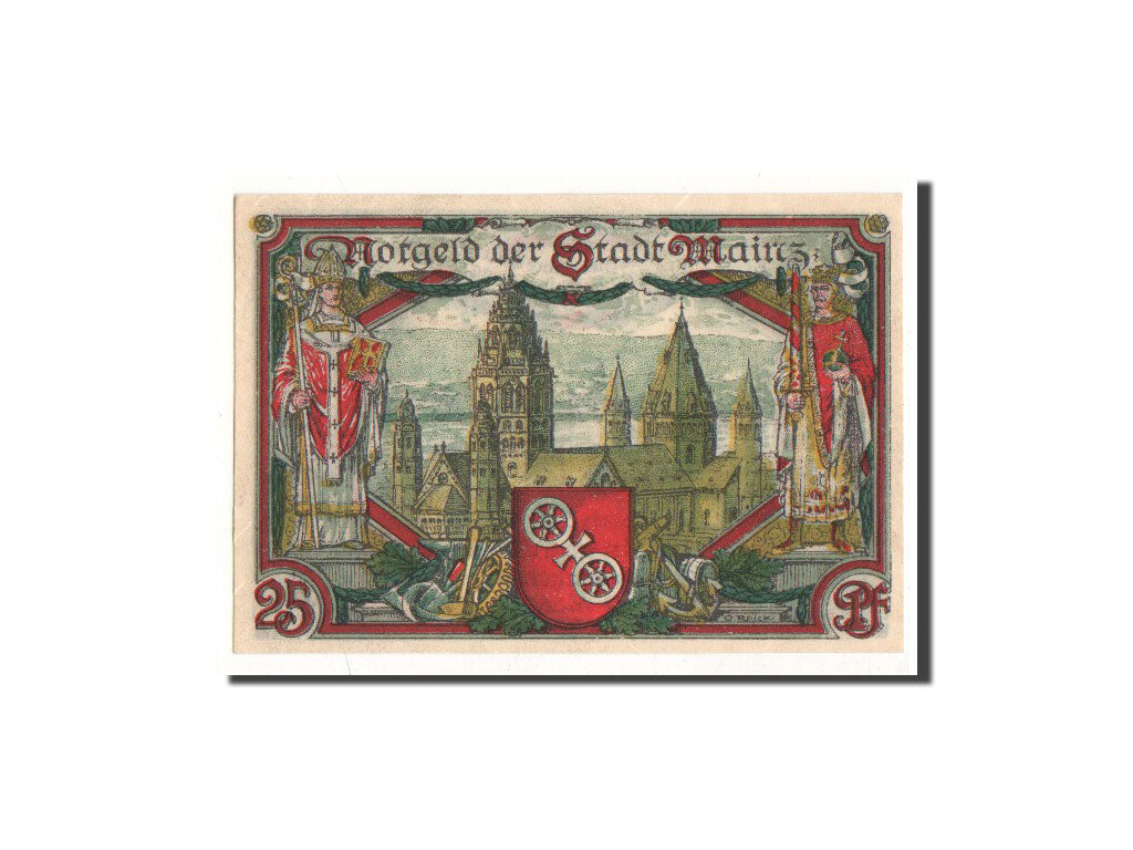 Banknote, Germany, Mainz Stadt, 25 Pfennig, cathédrale, 1921, 1921-01-01