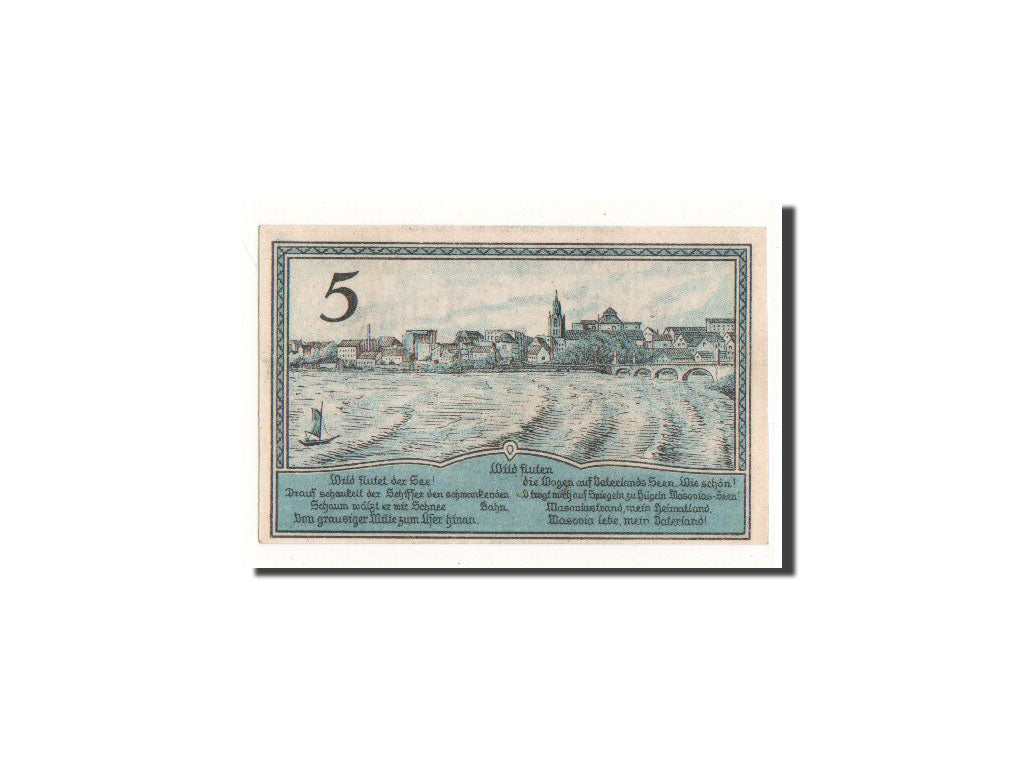 Banknote, Germany, Lyck, 5 Pfennig, paysage, 1920, 1920-10-01, UNC(65-70)
