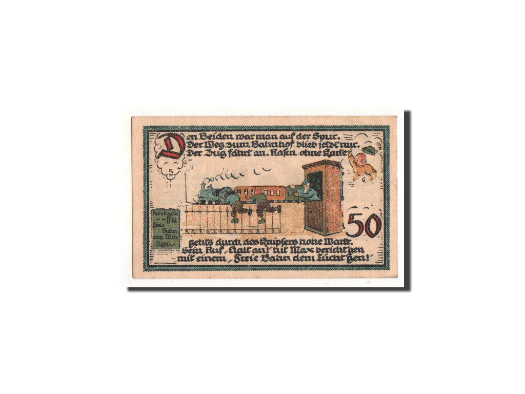 Germany, Gatersleben, 50 Pfennig, train, 1921, 1921-07-30, UNC(65-70), Mehl:409