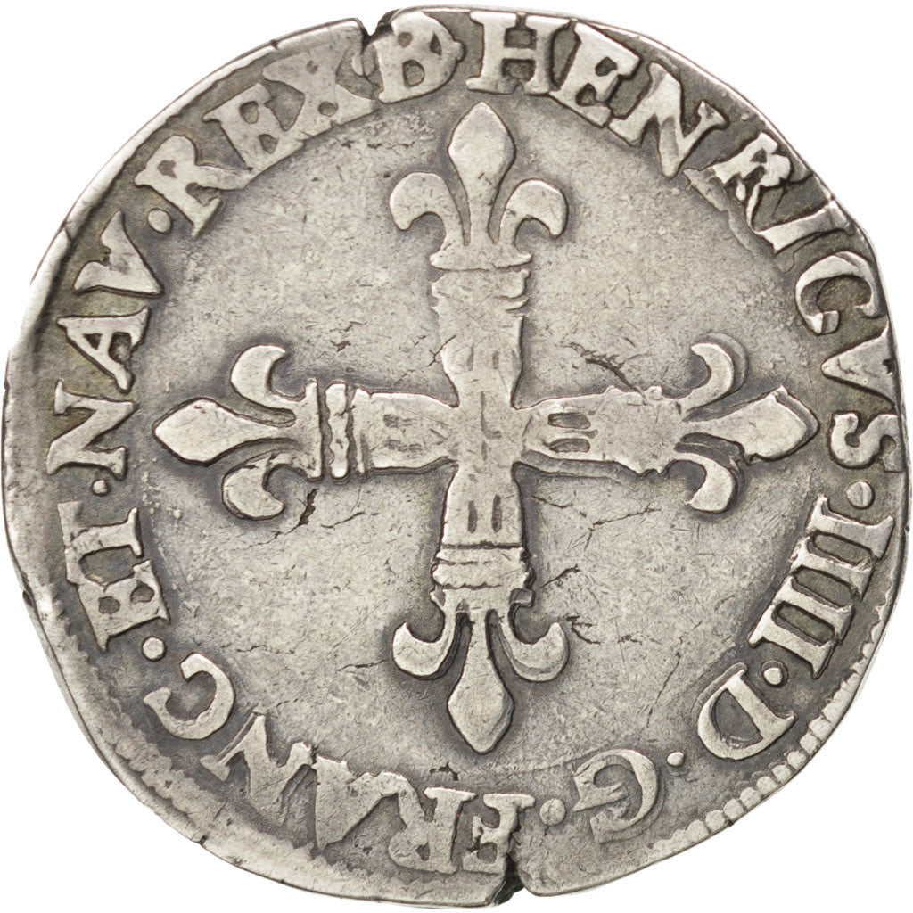 Henri IV, Quart d'écu de Béarn, 1597, Morlaàs, Fauté, Sombart 4706