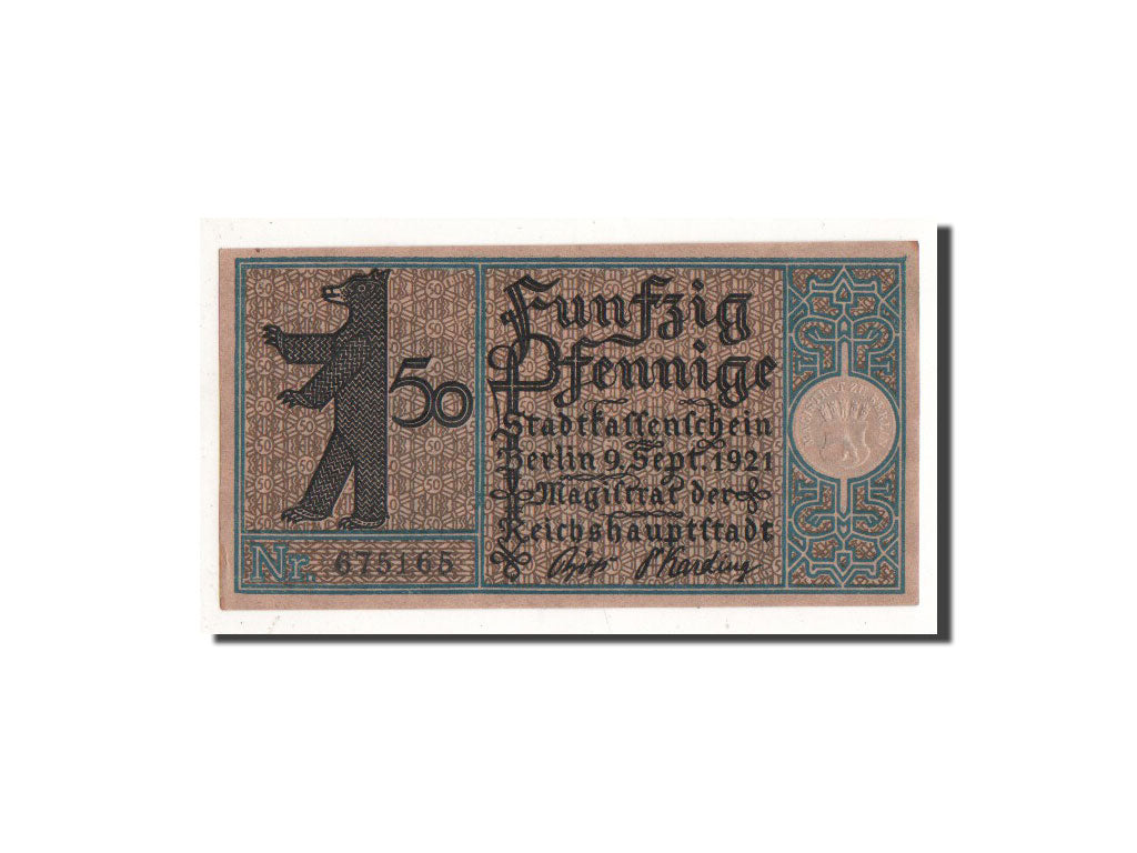 Banknote, Germany, Berlin Stadt, 50 Pfennig, Treptow, 1921, 1921-09-09