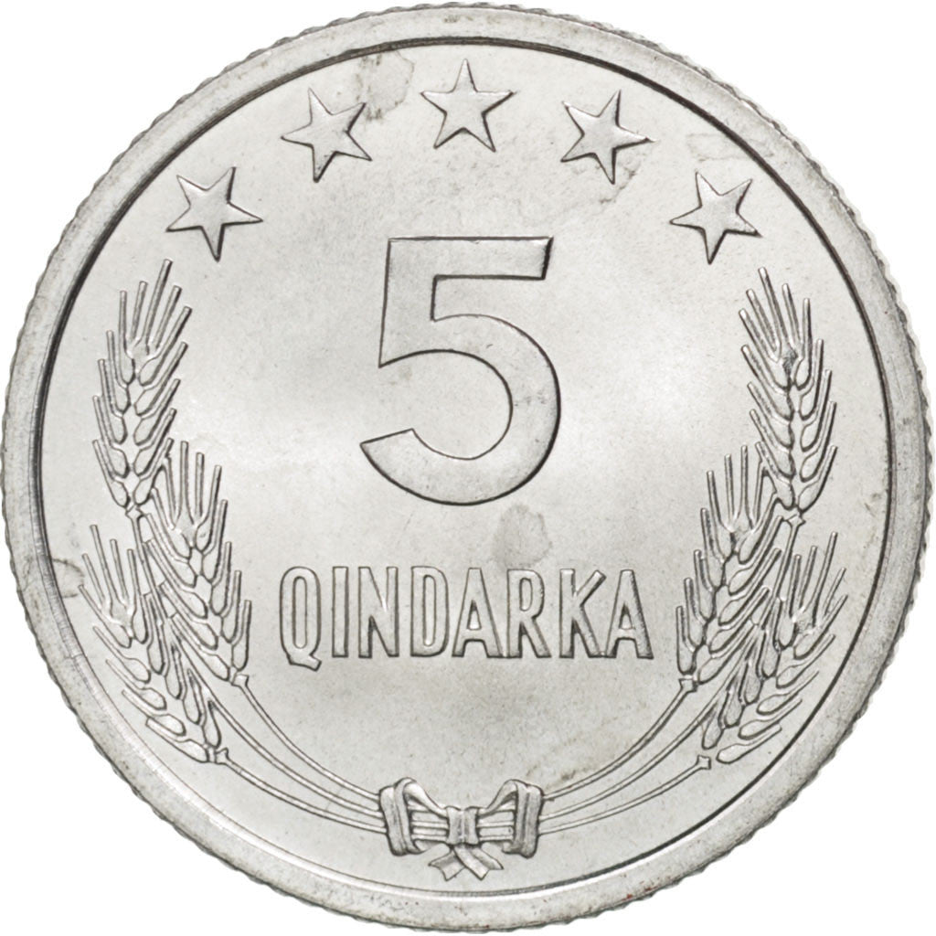 ALBANIA, 5 Qindarka, 1969, KM #44, MS(65-70), Aluminum, 18, 0.76