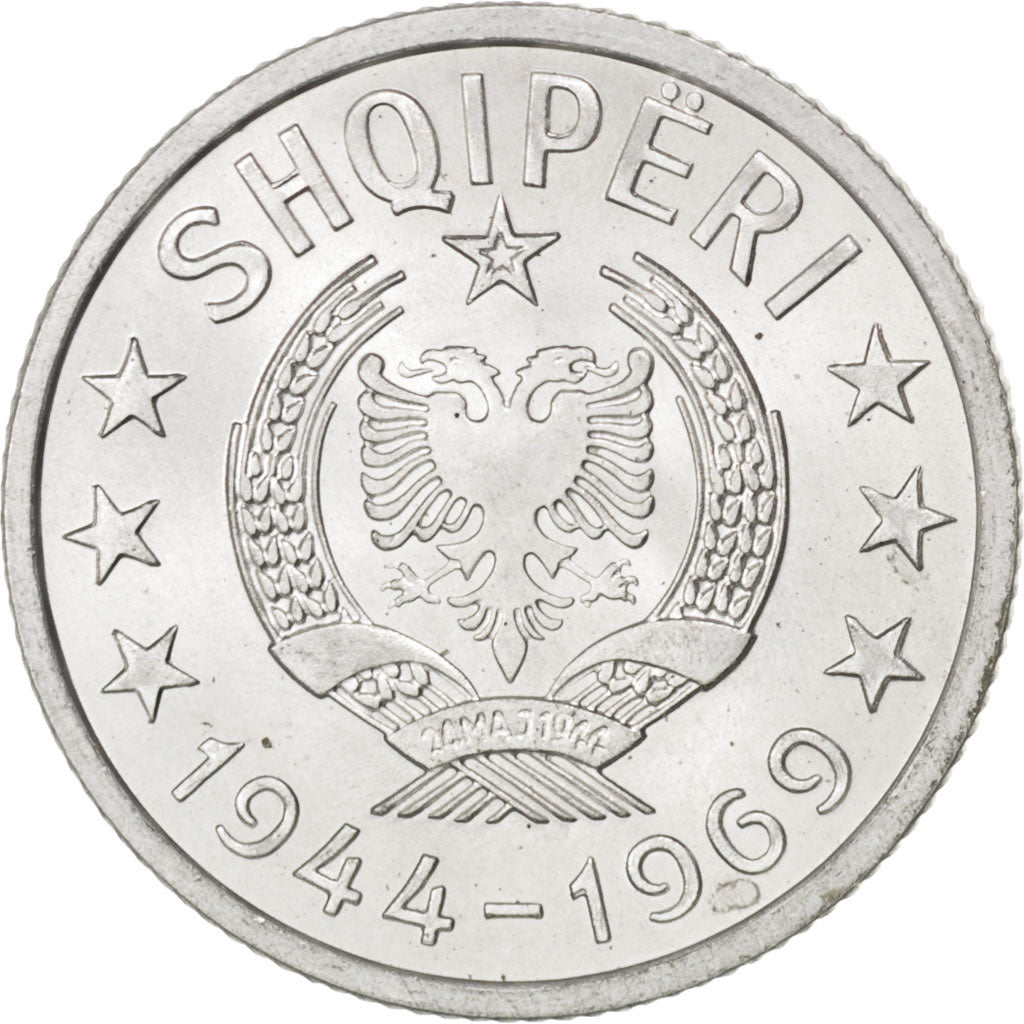 Albania, 10 Qindarka, 1969, FDC, Alluminio, KM:45