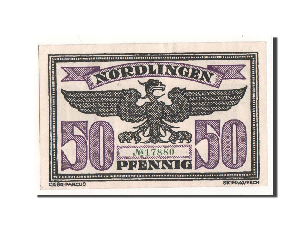 Billet, Allemagne, Nordlingen, 50 Pfennig, aigle, 1918, 1918-10-02, NEUF