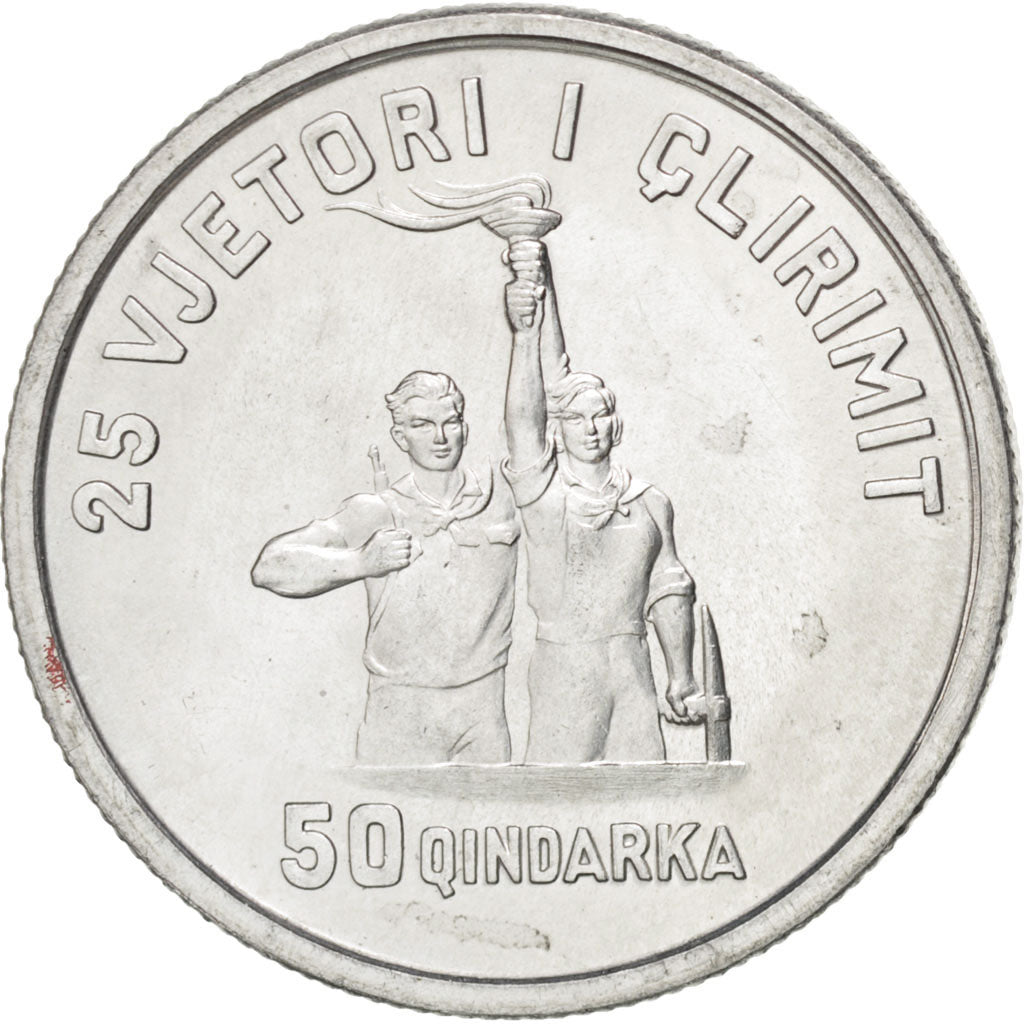 Albanie, 50 Qindarka, 25ème anniversaire de la Libération, KM 47