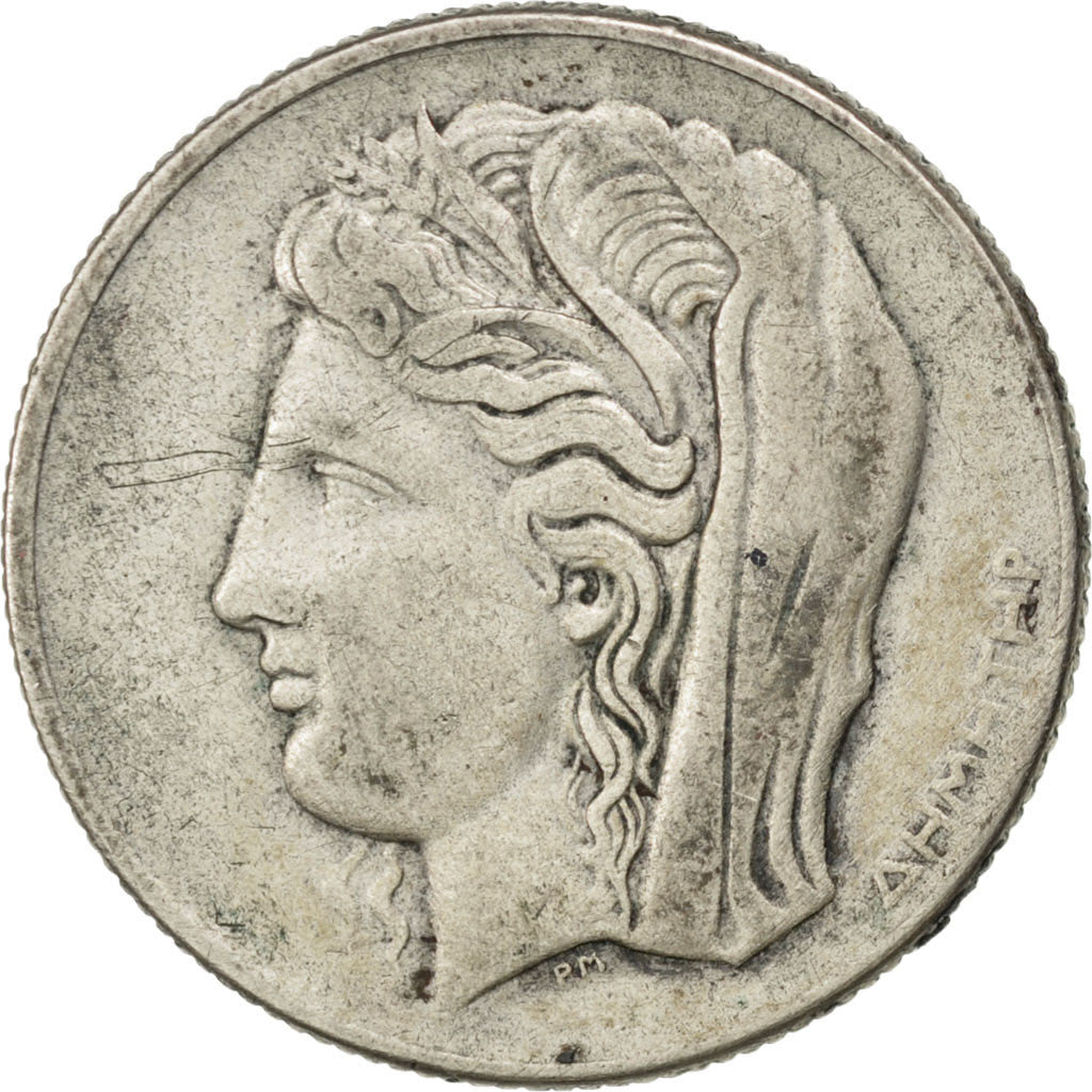 Grecia, 10 Drachmai, 1930, BB, Argento, KM:72