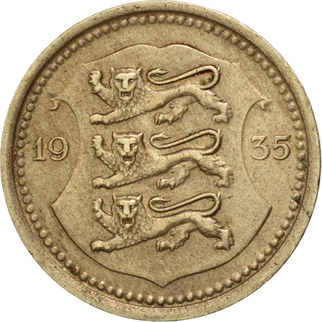 ESTONIA, 20 Senti, 1935, KM #17, AU(50-53), Nickel-Bronze, 21, 3.95