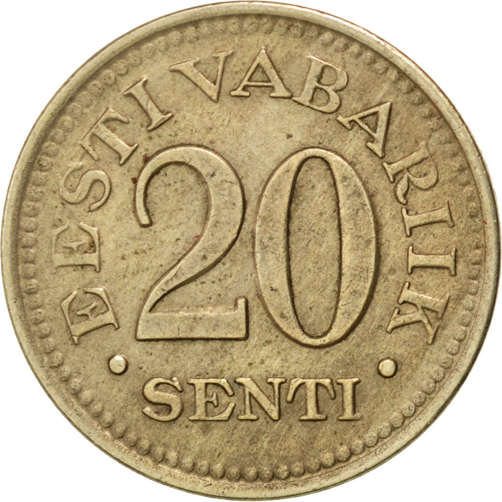 ESTONIA, 20 Senti, 1935, KM #17, AU(50-53), Nickel-Bronze, 21, 3.95