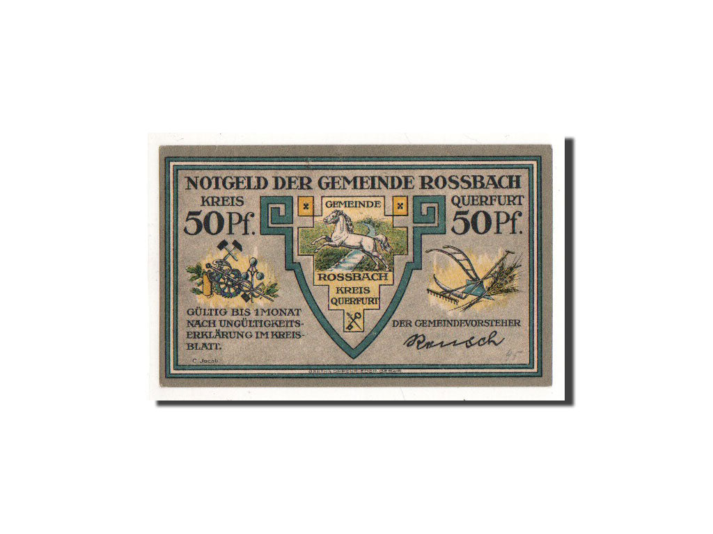 Banknote, Germany, Rossbach, 50 Pfennig, Bataille, 1921, Undated, UNC(65-70)