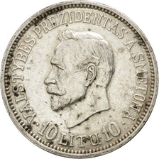 LITHUANIA, 10 Litu, 1938, KM #84, AU(50-53), Silver, 32, 17.99