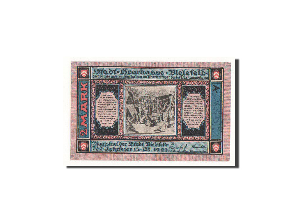 Banknote, Germany, Bielefeld, 2 Mark, symbole, 1921, 1921-05-15, UNC(65-70)