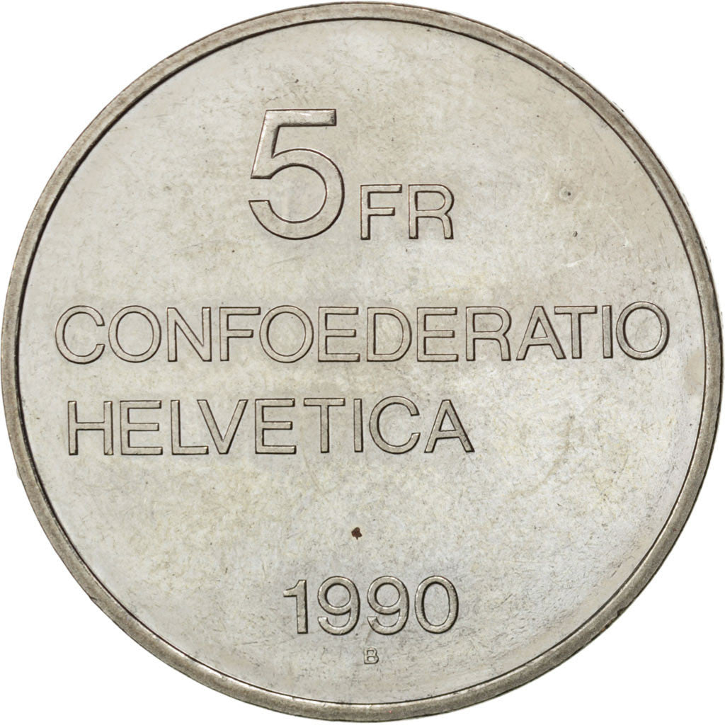 Suisse, Confédération helvétique, 5 Francs, Gottfried Keller, 1990 B, Berne, KM 