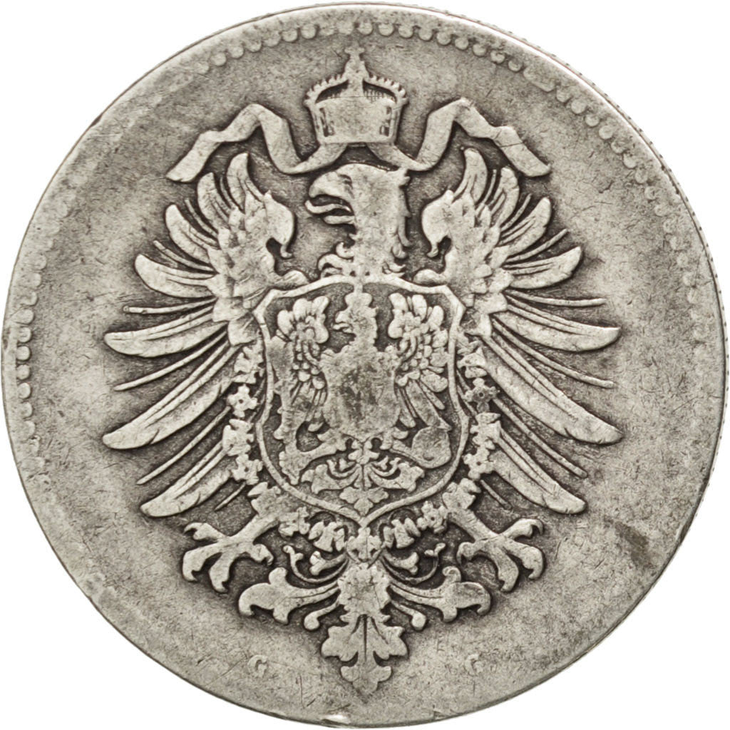 GERMANIA - IMPERO, Wilhelm I, Mark, 1876, Karlsruhe, MB+, Argento, KM:7