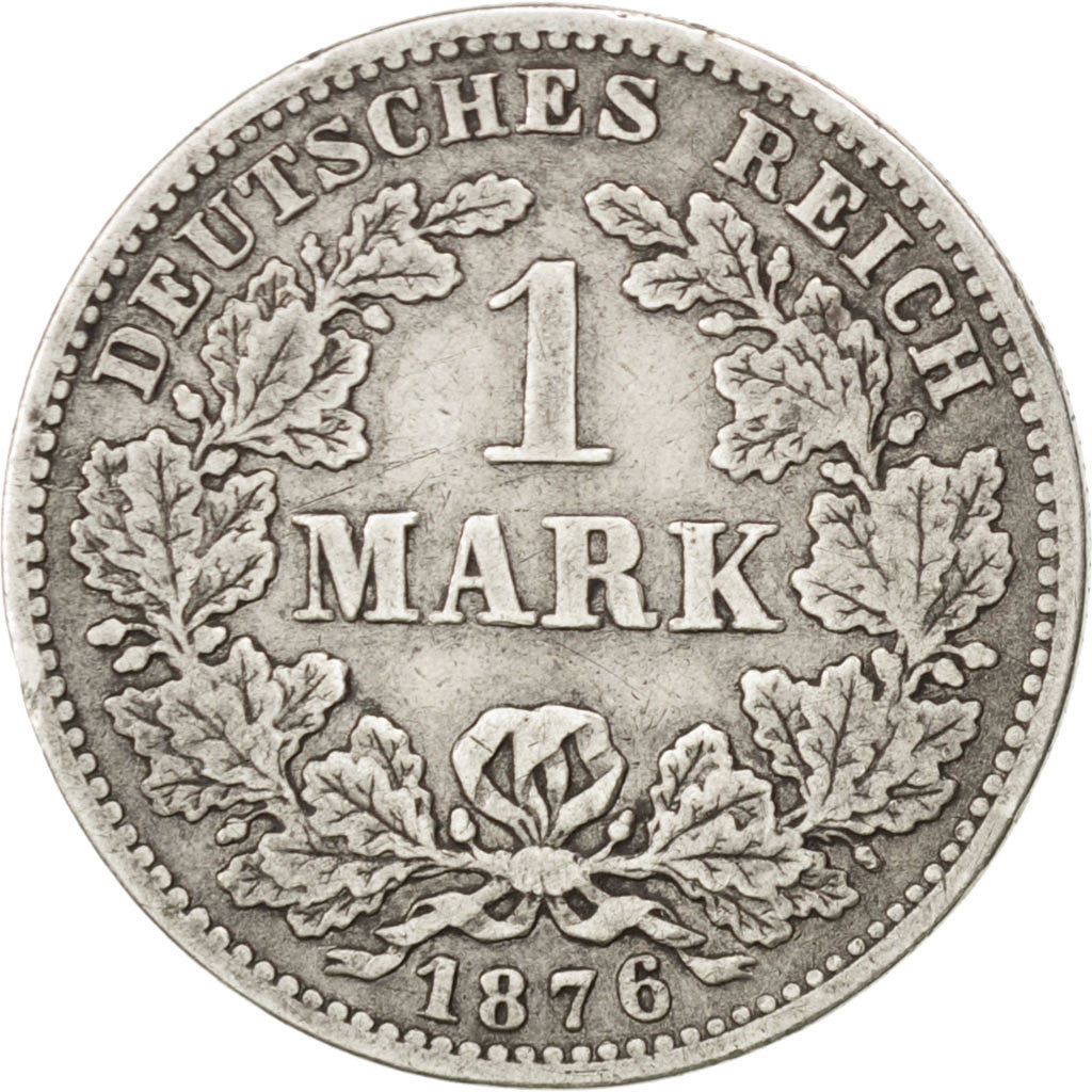 GERMANIA - IMPERO, Wilhelm I, Mark, 1876, Karlsruhe, MB+, Argento, KM:7