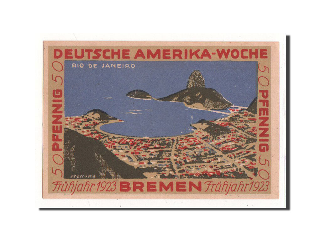 Banknote, Germany, Bremen, 50 Pfennig, paysage, 1923, Undated, UNC(65-70)