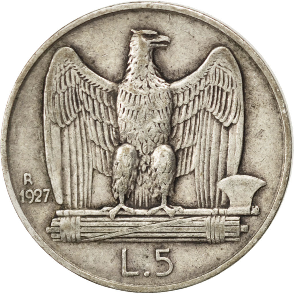 Italia, Vittorio Emanuele III, 5 Lire, 1927, Rome, BB, Argento, KM:67.1