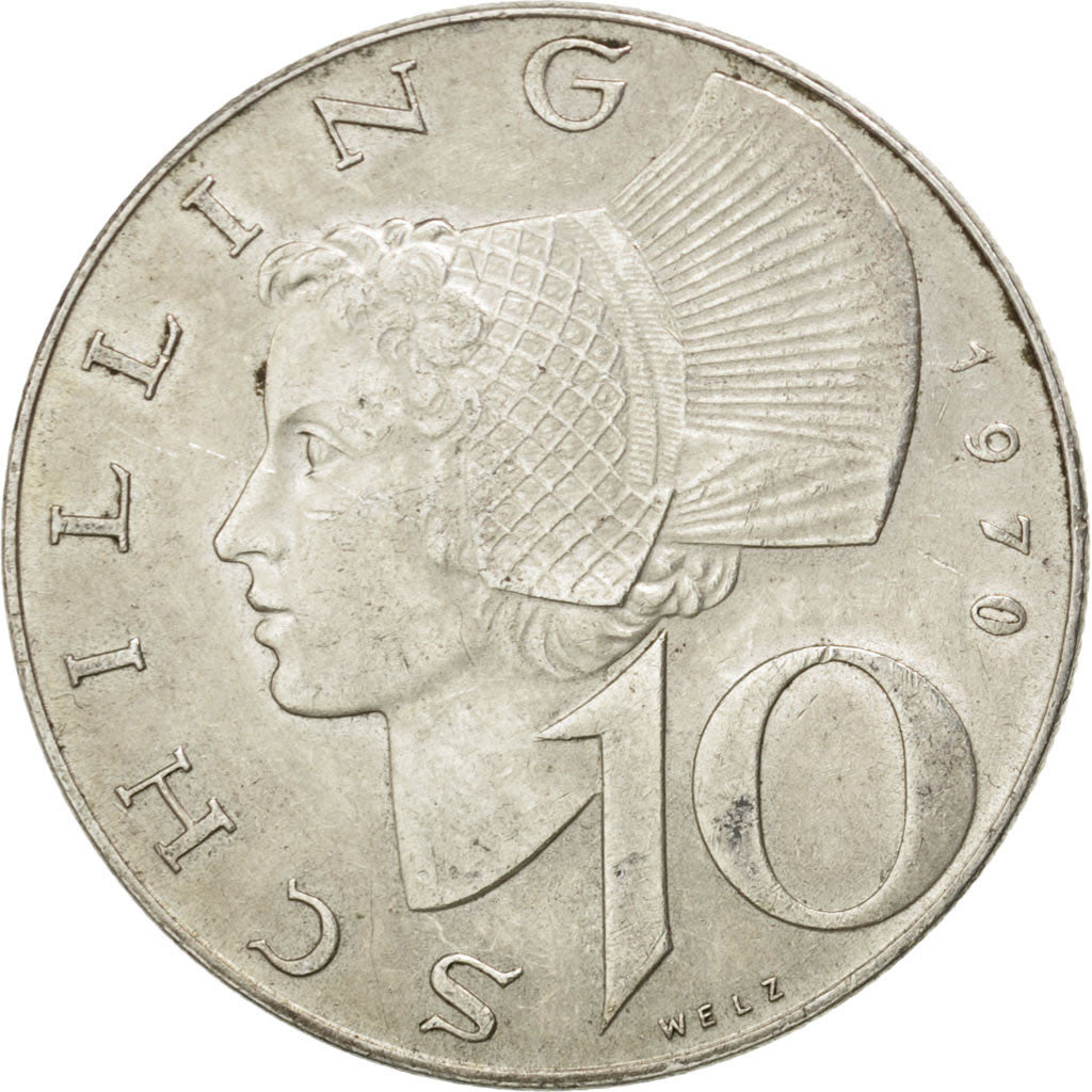 Austria, 10 Schilling, 1970, BB+, Argento, KM:2882