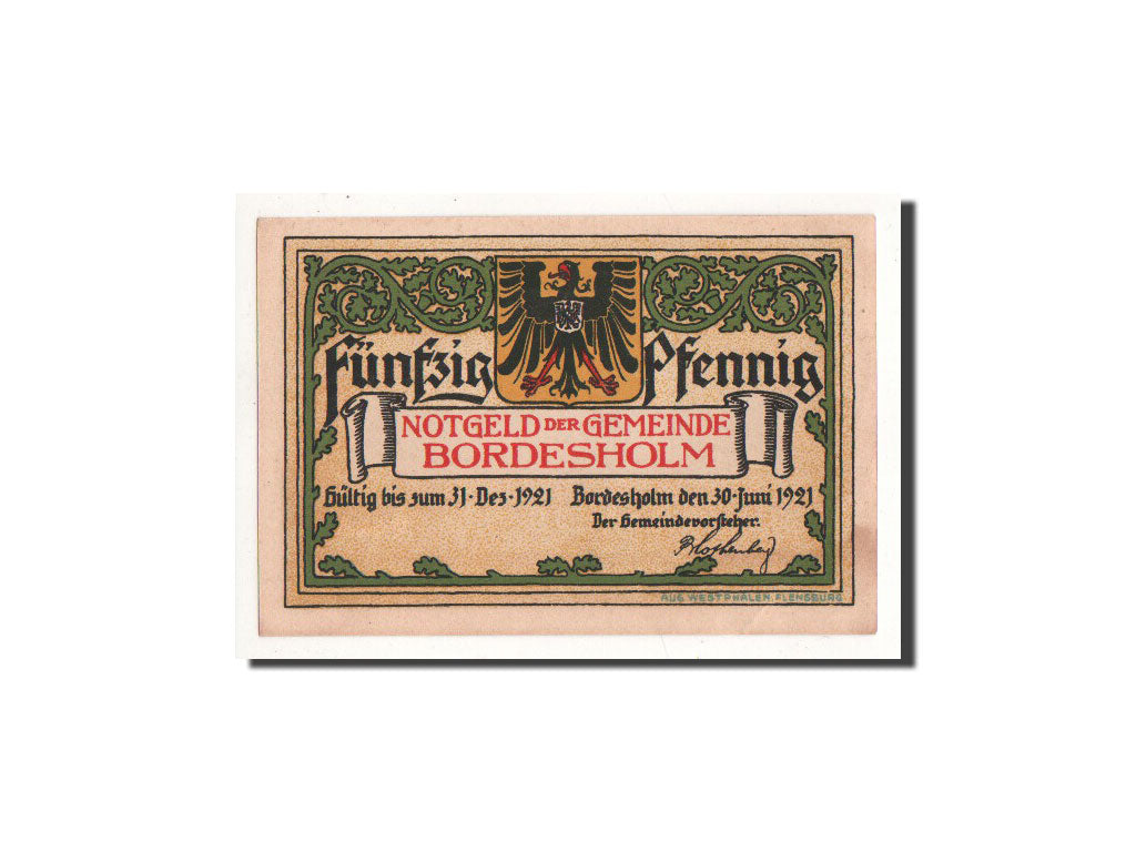 Banknote, Germany, Bordesholm, 50 Pfennig, arbre, 1921, 1921-06-30, UNC(65-70)