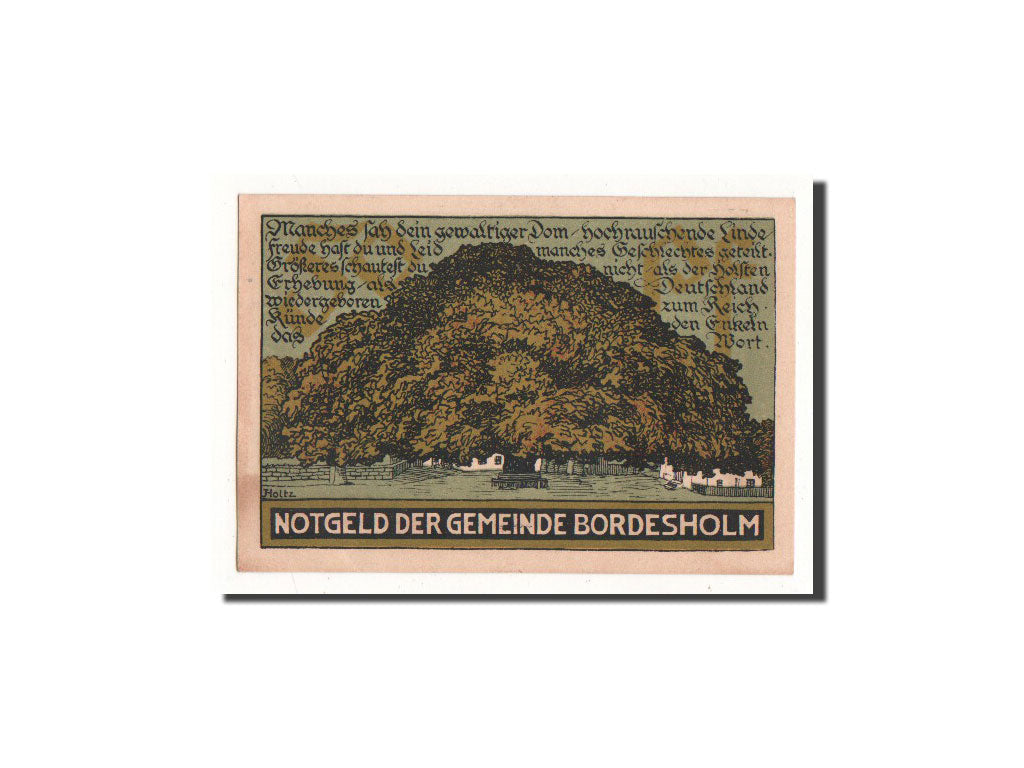 Banknote, Germany, Bordesholm, 50 Pfennig, arbre, 1921, 1921-06-30, UNC(65-70)