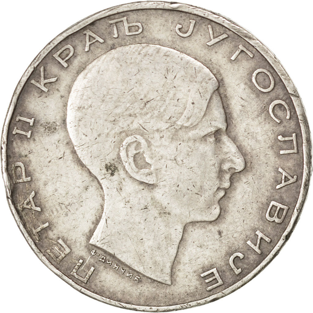 Iugoslavia, Petar II, 50 Dinara, 1938, BB, Argento, KM:24