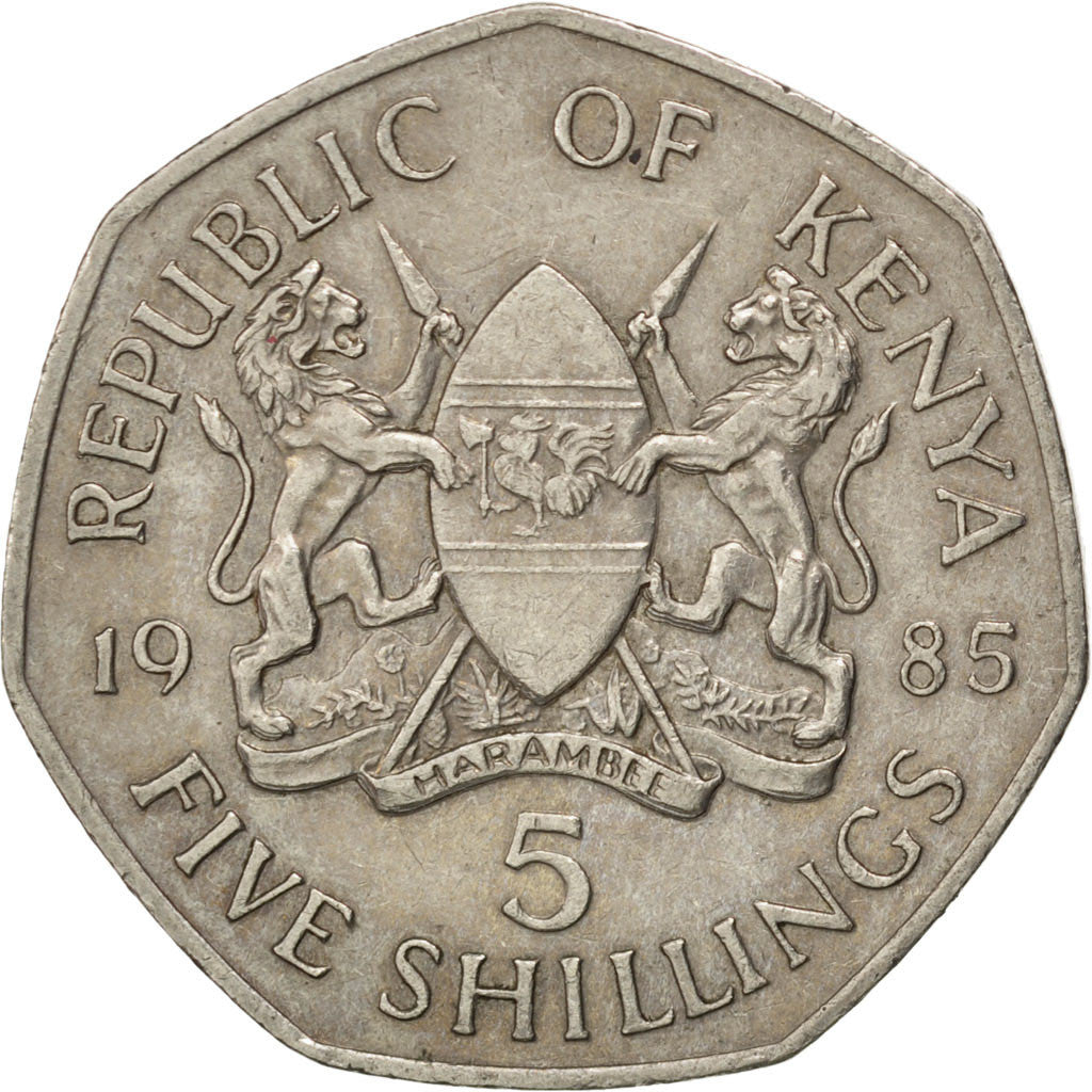 Monnaie, Kenya, 5 Shillings, 1985, TTB+, Copper-nickel, KM:23