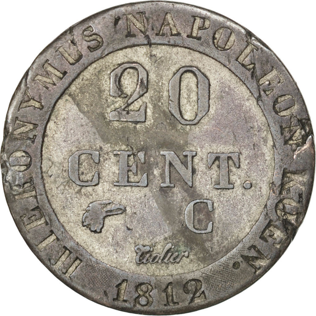 Moneta, Stati tedeschi, WESTPHALIA, Jerome, 20 Centimes, 1812, Cassel, BB+