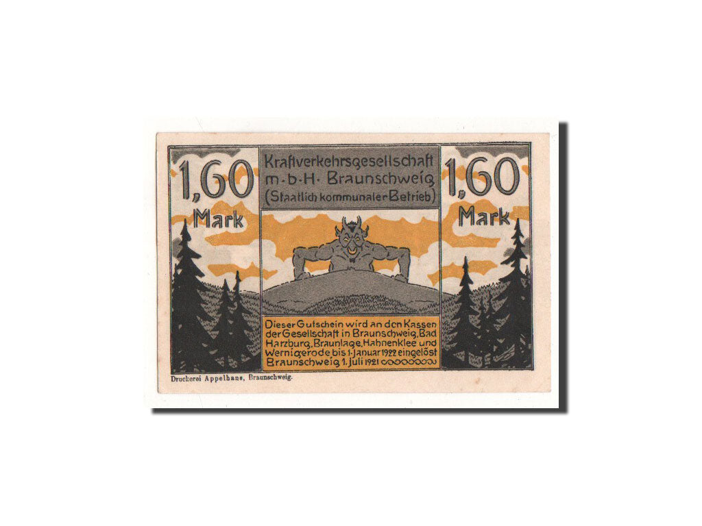 Germania, Braunschweig, 1.6 Mark, diable, 1921-07-01, FDS, Mehl:156.1