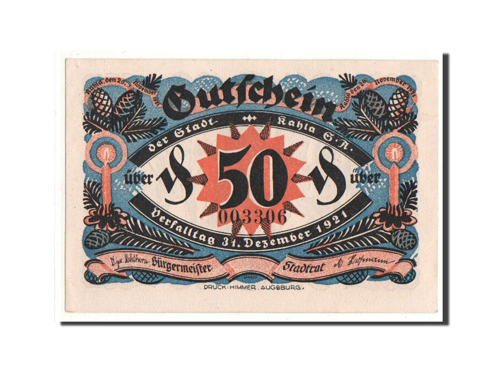 Germany, Kahla, 50 Pfennig, rois mages, 1921, 1921-11-20, UNC(65-70), Mehl:668.9
