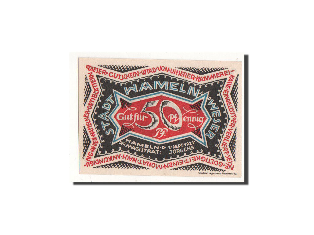 Banknote, Germany, Hameln, 50 Pfennig, personnage 3, 1921, 1921-09-01