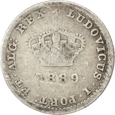 PORTUGAL, 50 Reis, 1889, KM #506.2, VF(20-25), Silver, 15.5, 1.16