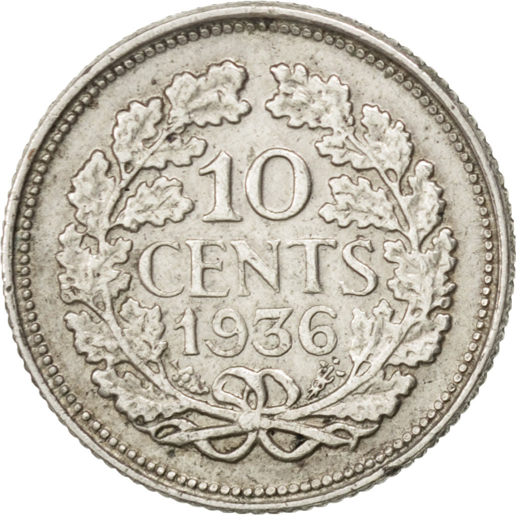 Pays-Bas, Wilhelmina, 10 Cents, 1936, KM 163