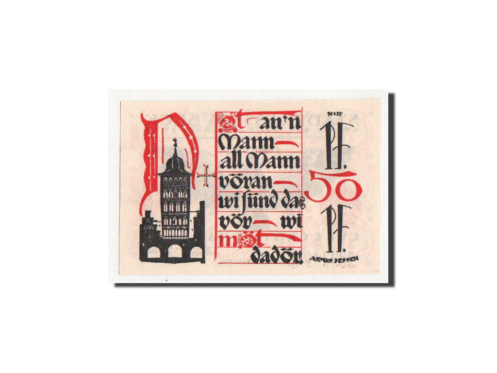 Banknote, Germany, Lübeck, 50 Pfennig, église 3, 1921, 1921-05-01, UNC(65-70)