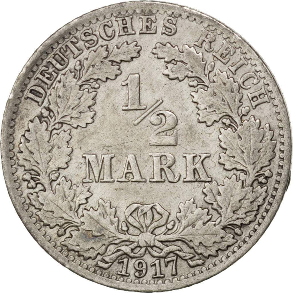 Münze, GERMANY - EMPIRE, 1/2 Mark, 1917, Berlin, SS+, Silber, KM:17