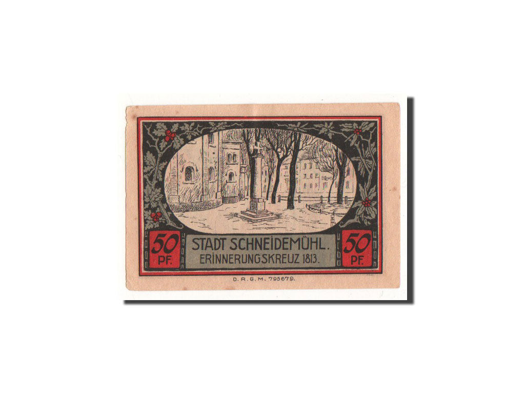 Banknote, Germany, Schneidemuhl, 50 Pfennig, Monument, O.D, Undated, UNC(65-70)