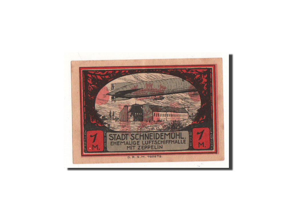 Billet, Allemagne, Schneidemuhl, 1 Mark, dirigeable, O.D, Undated, NEUF