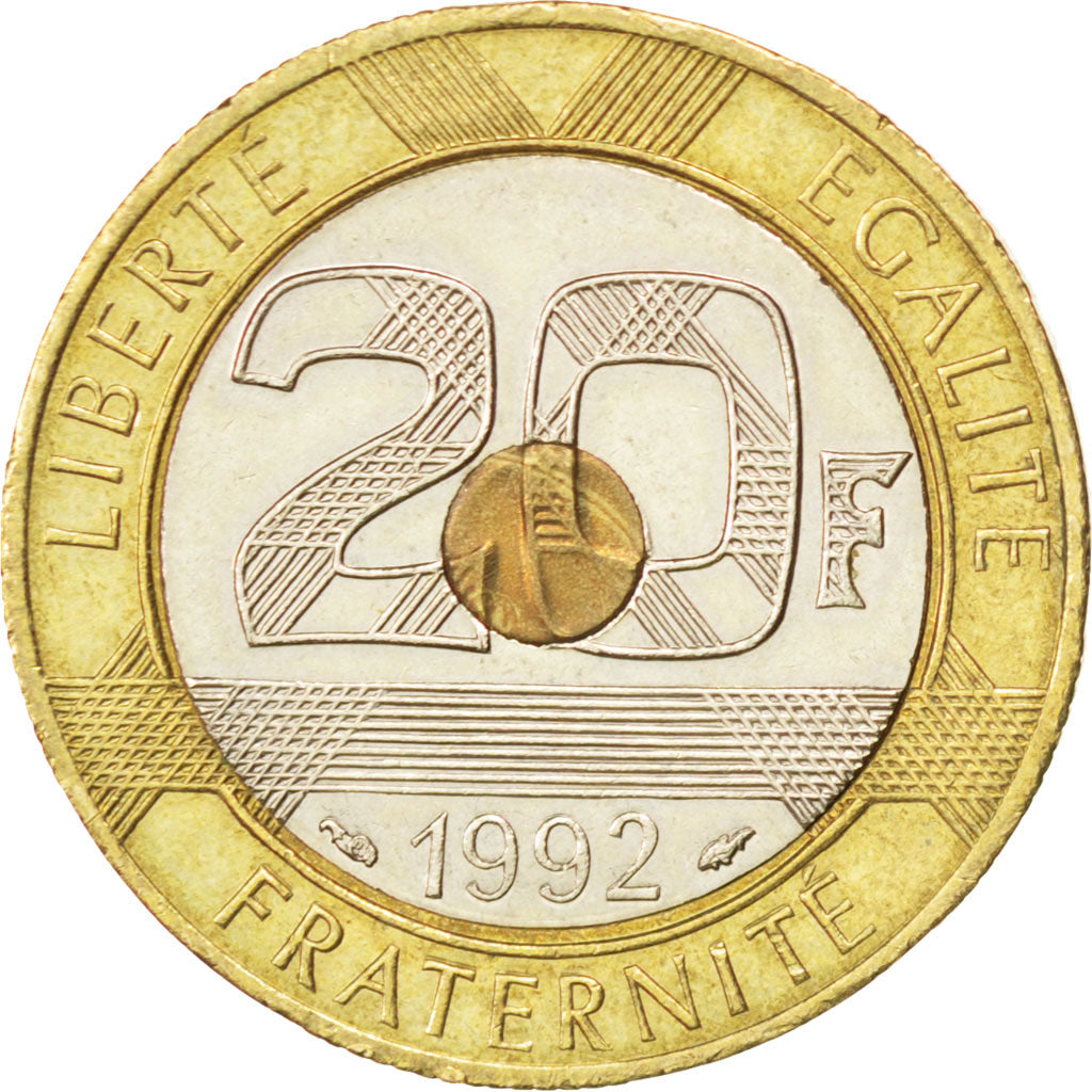 FRANCE, Mont Saint Michel, 20 Francs, 1992, KM #1008.2, AU(55-58),...