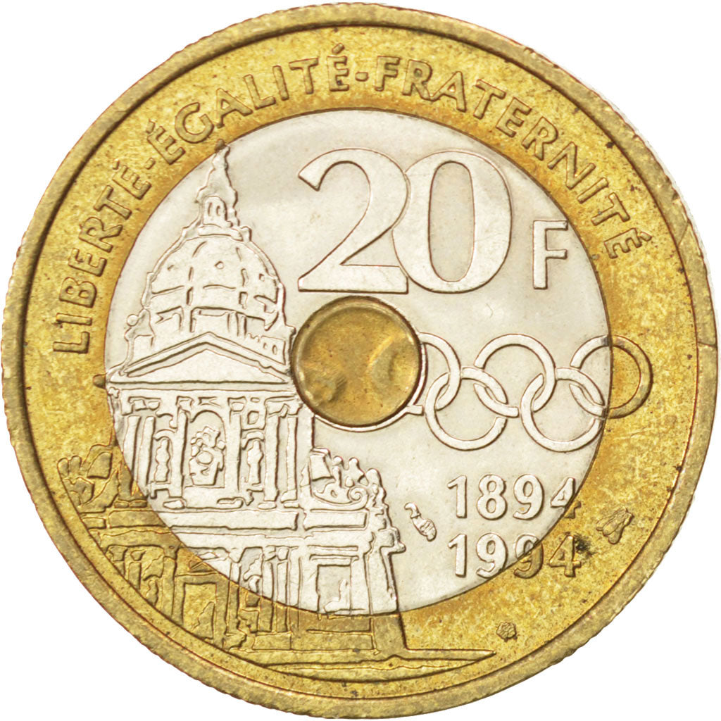 Vème République, 20 Francs Pierre de Coubertin, 1994, Gadoury 873