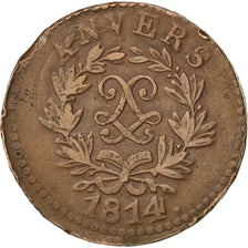 Louis XVIII, Siège d'Anvers, 5 Centimes au double L, 1814, Gadoury 131c