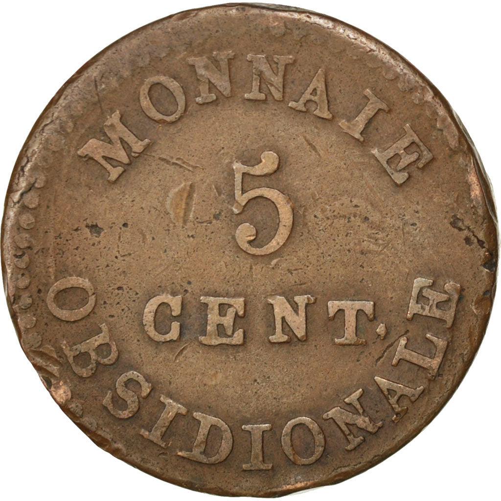 Louis XVIII, Siège d'Anvers, 5 Centimes au double L, 1814, Gadoury 131c