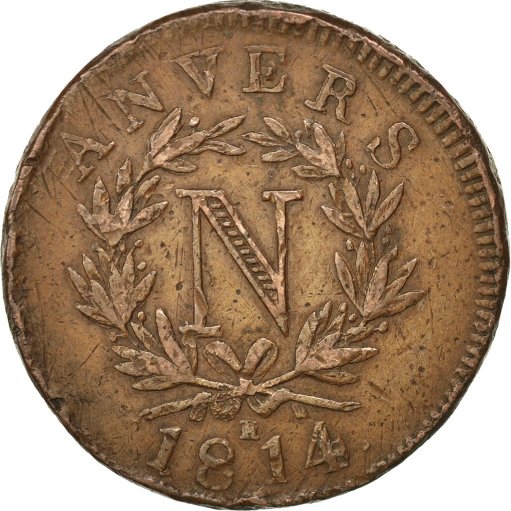 Premier Empire, Siège d'Anvers, 10 Centimes à l'N, 1814, Gadoury 191f